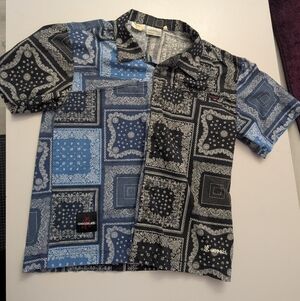 Gramicci Men's Patchwork Casual Shirt in Blue and Black